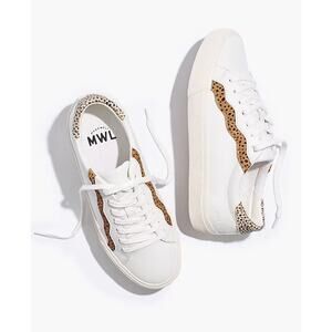 Madewell Sidewalk Low-Top Sneakers in Leather and Calf Hair: Wave Edition sz 6.5